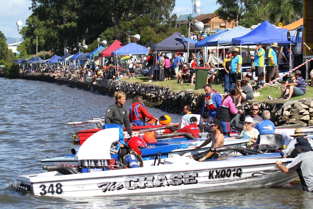 Section of the big crowd on the banks of the Manning River, Taree, for the Taree Aquatic Club’s Easter Classic. Little did they know they’d be witnesses to tragedy. - McCosker farewell © Wayne Johnstone